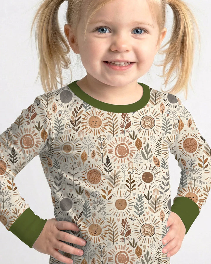 Boho Sunshine Garden Bamboo Two Piece Long Sleeve Pajama Set