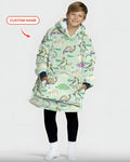 Custom Name Mardi Gras Saurus Wearable Blanket Hoodie
