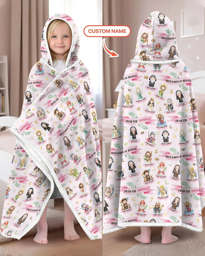 Holy Saints of Heaven Custom Name Bamboo Wearable Hooded Blanket