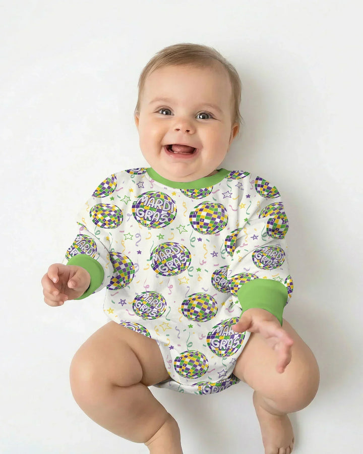 Mardi Gras Disco Ball Bamboo Bubble Romper