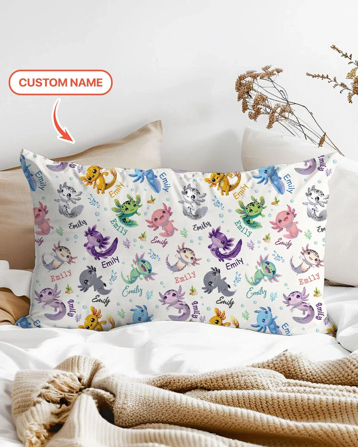 I Love You Axolotl Custom Name Bamboo Pillow Case