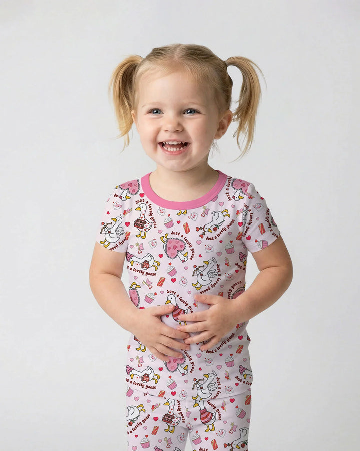 Valentine Silly Goose Bamboo Two Piece Short Sleeve Pajama Set