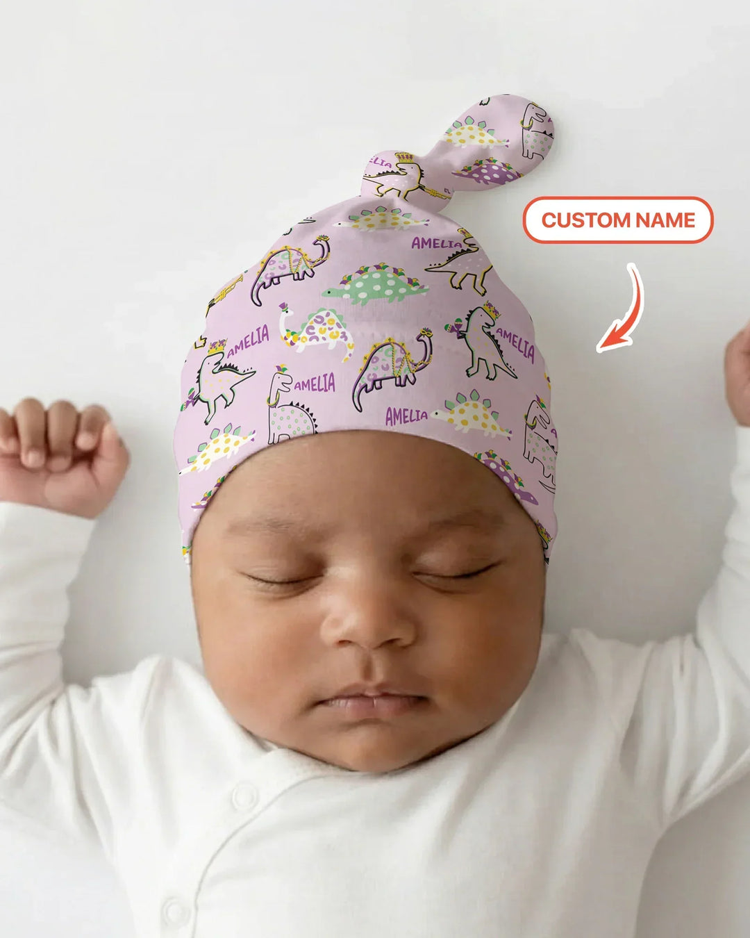 Custom Name Mardi Gras Saurus Bamboo Knotted Hat