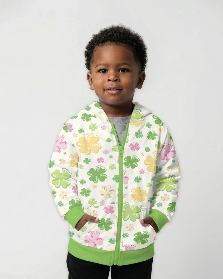 Shamrocks Print St. Patrick's Day Bamboo Zip Hoodie