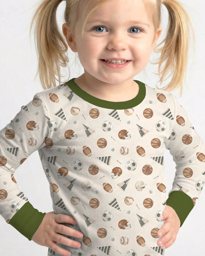 Little League Bamboo Two Piece Long Sleeve Pajama Set