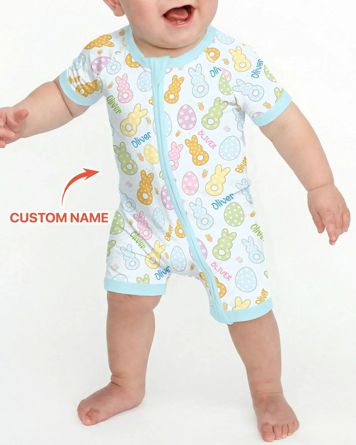 Custom Name Spring Pastel Easter Bamboo Shorty Zippy