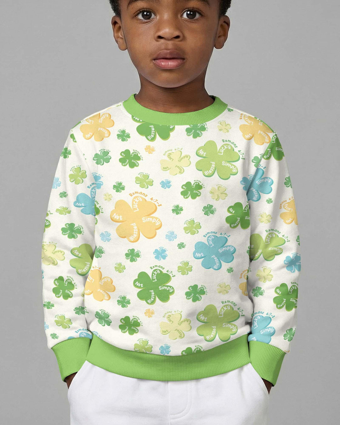 Shamrocks Print St. Patrick's Day Bamboo Crewneck Sweatshirt