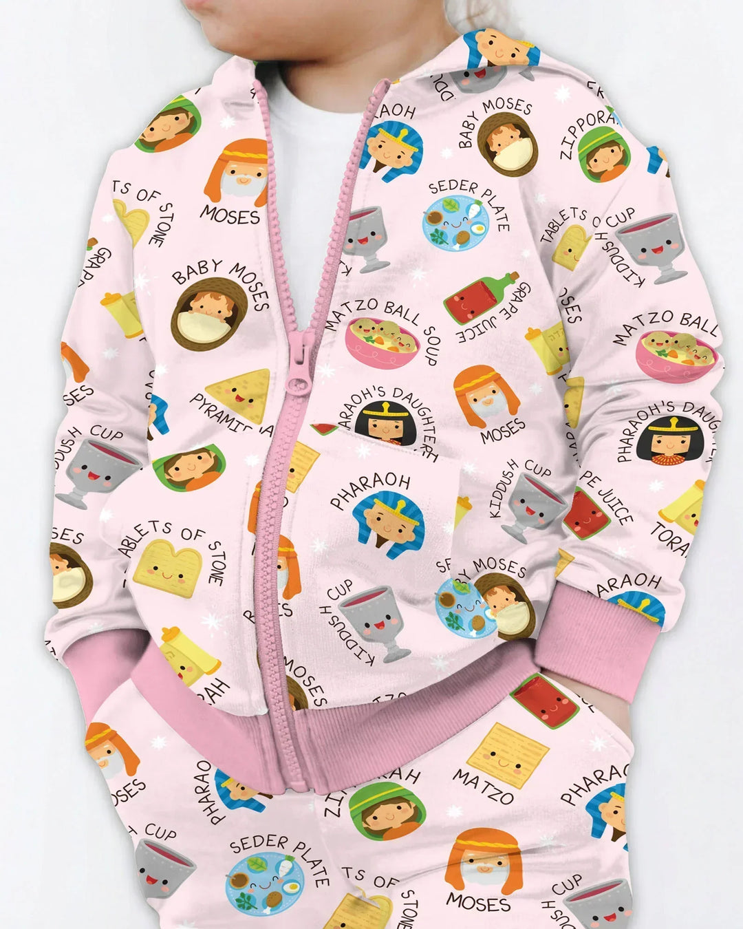 Cute Passover Characters Bamboo Zip Hoodie