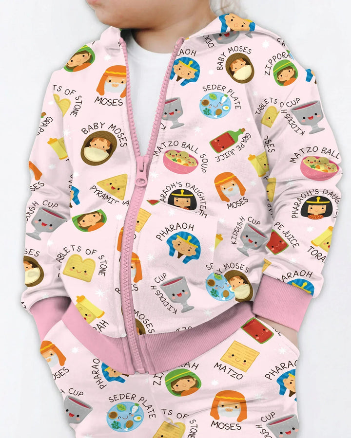 Cute Passover Characters Bamboo Zip Hoodie