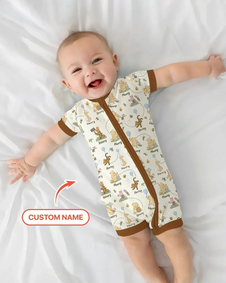 Once Upon A Bear Custom Name Bamboo Shorty Zippy