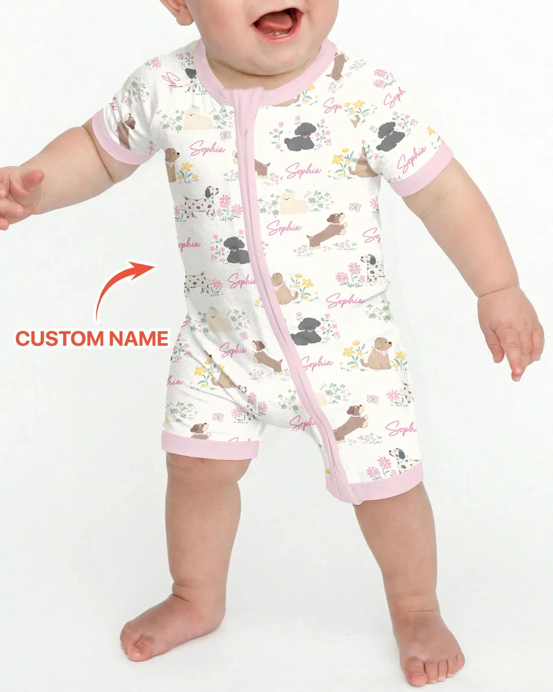 Custom Name Flower Dogs Bamboo Shorty Zippy