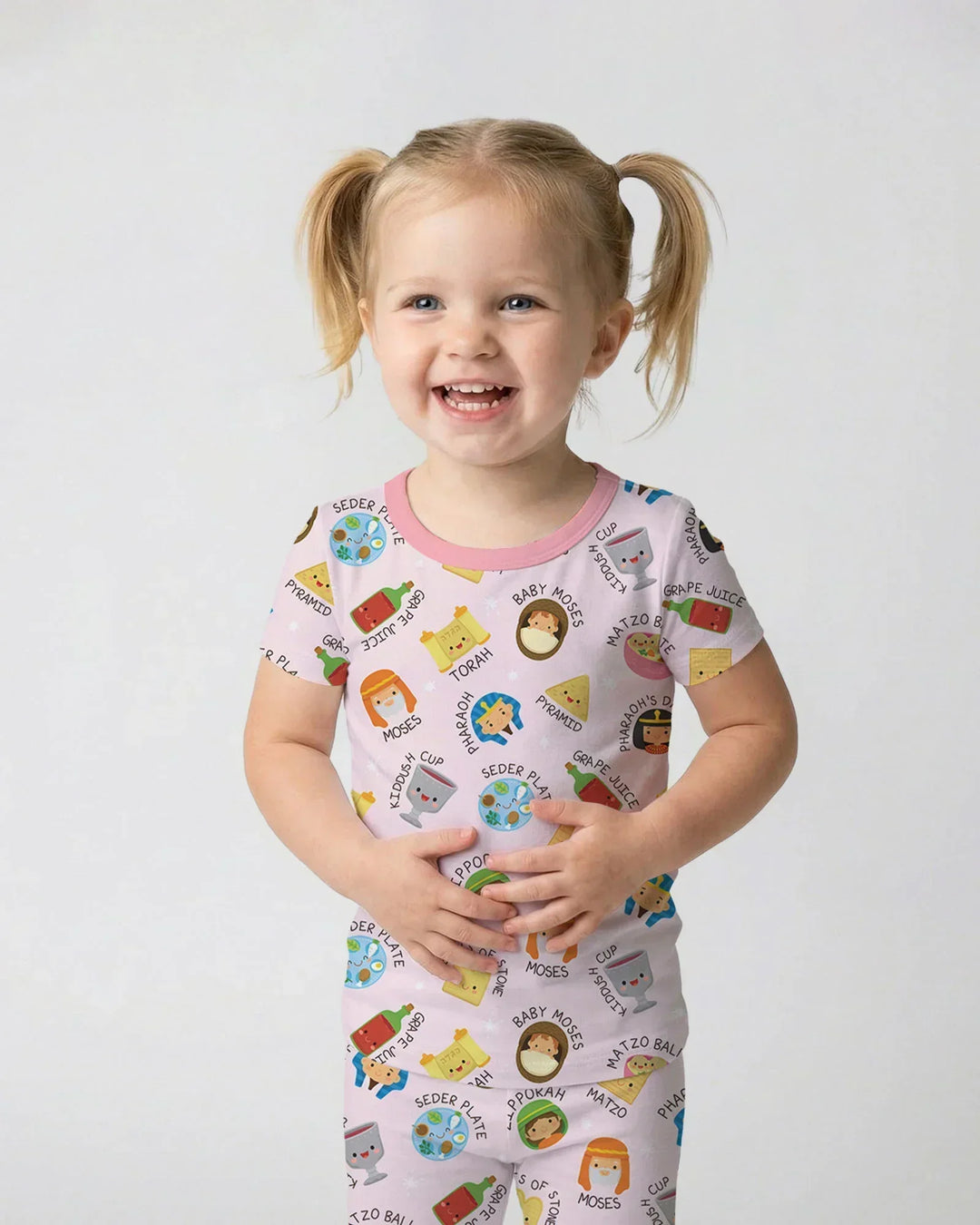 Cute Passover CharactersBamboo Two Piece Short Sleeve Pajama Set