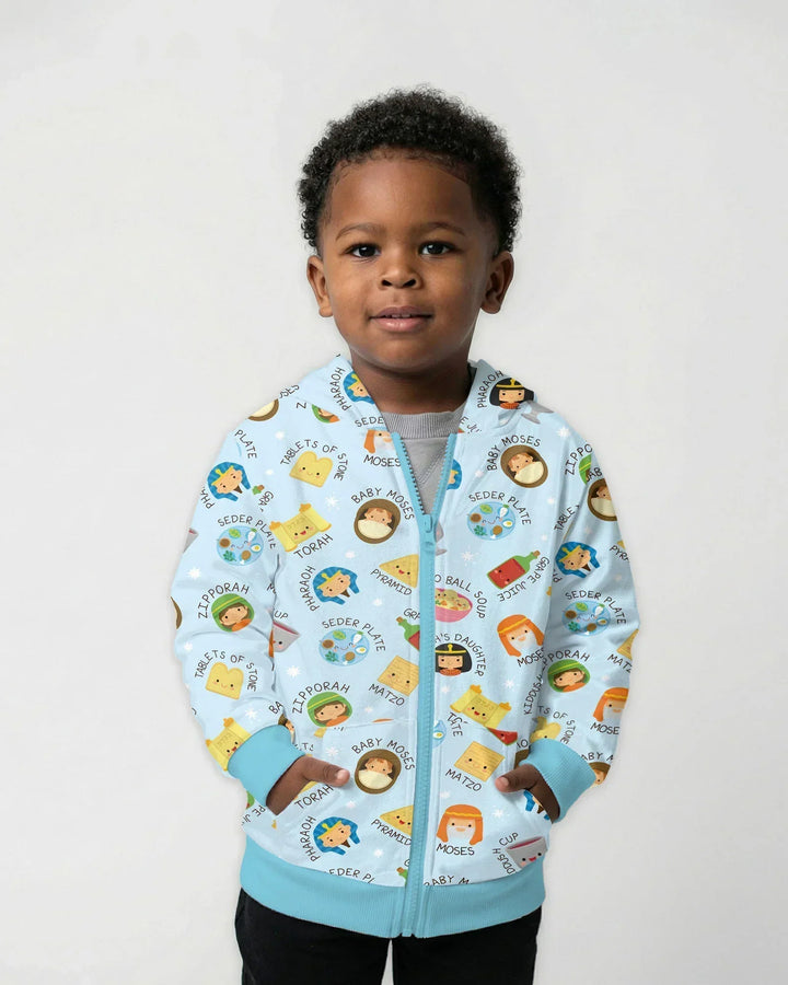 Cute Passover Characters Bamboo Zip Hoodie
