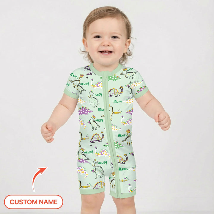 Custom Name Mardi Gras Saurus Bamboo Shorty Zippy