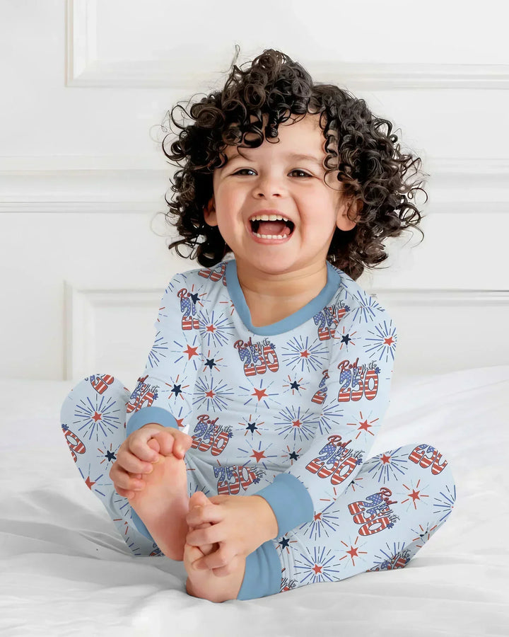 Red White and 250th Anniversary Bamboo Two Piece Long Sleeve Pajama Set