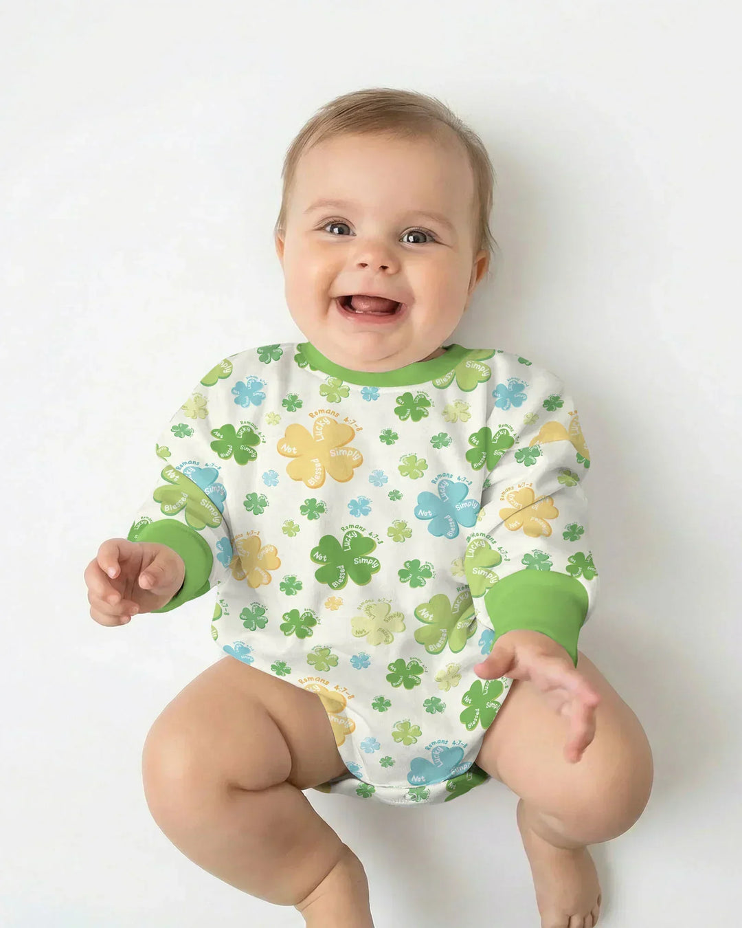 Shamrocks Print St. Patrick's Day Bamboo Bubble Romper