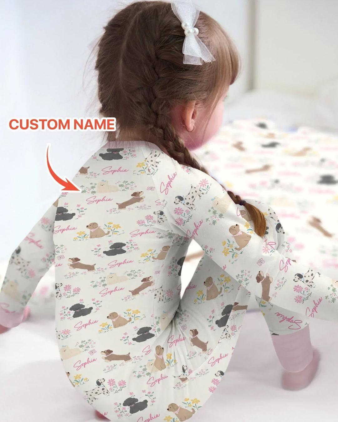 Custom Name Flower Dogs Bamboo Convertible Zippy