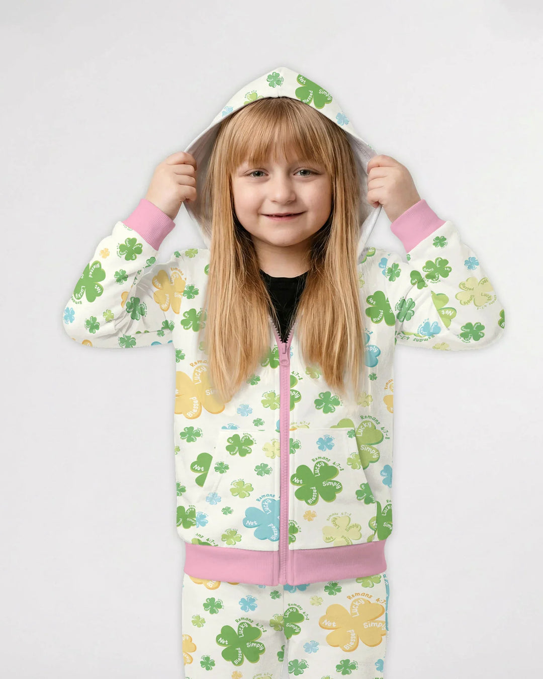 Shamrocks Print St. Patrick's Day Bamboo Zip Hoodie