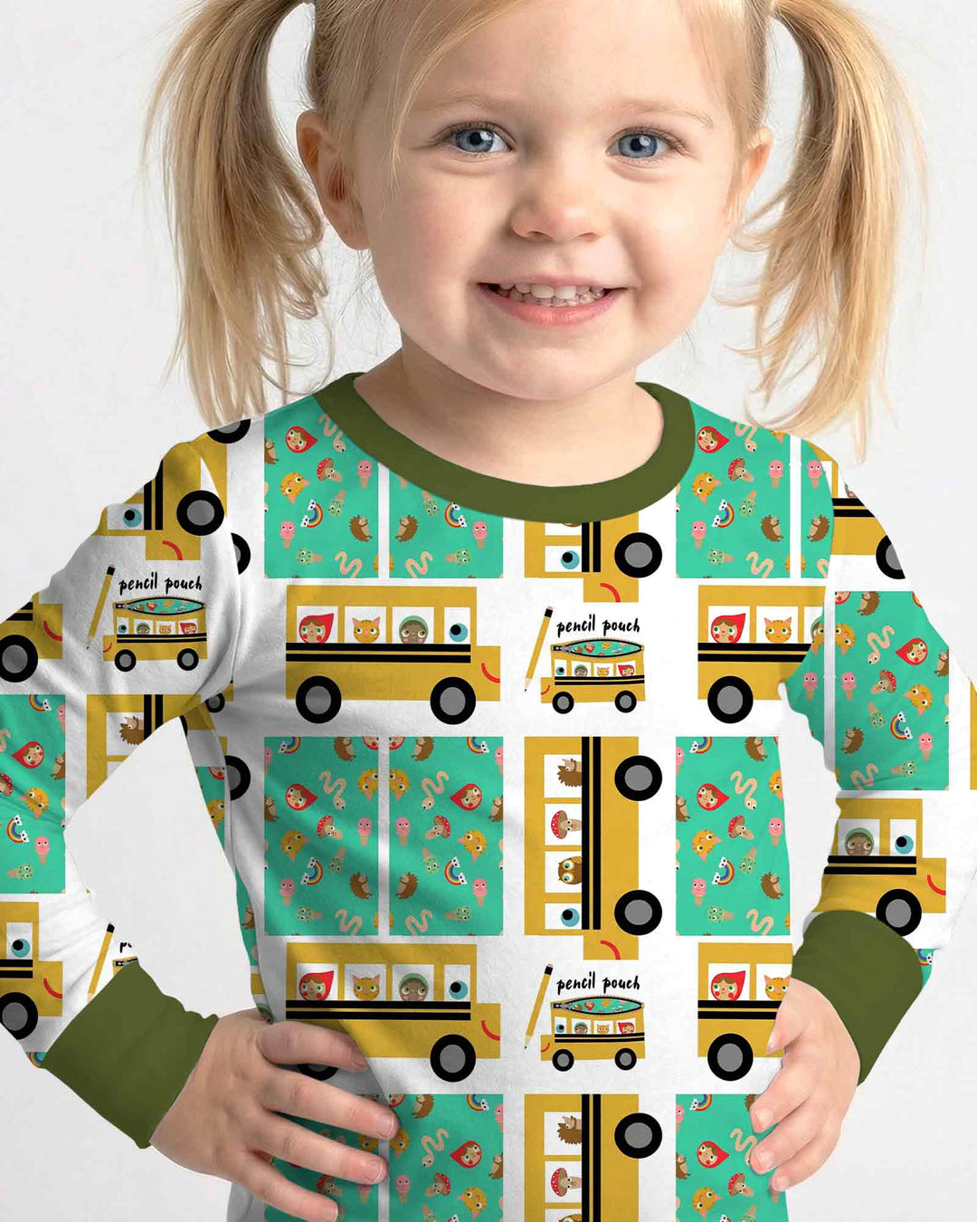 School Bus Adventures Bamboo Two Piece Long Sleeve Pajama Set