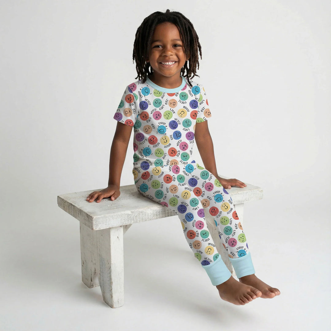 My Emotions Hebrew Bamboo Two Piece Short Sleeve Pajama Set