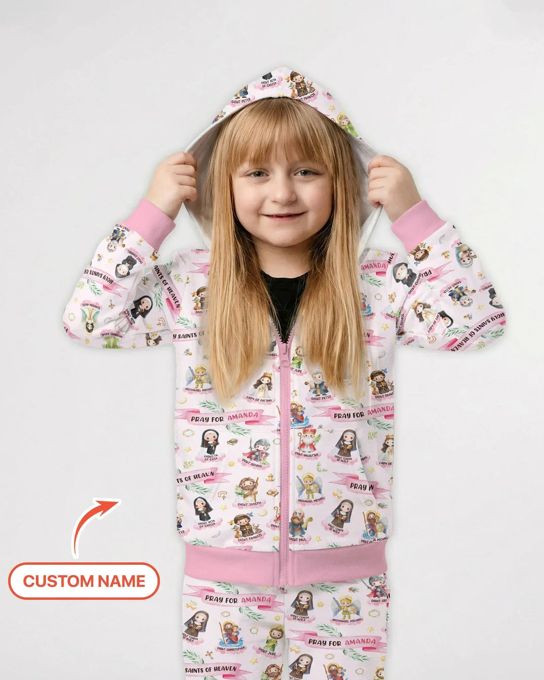 Holy Saints of Heaven Custom Name Bamboo Zip Hoodie