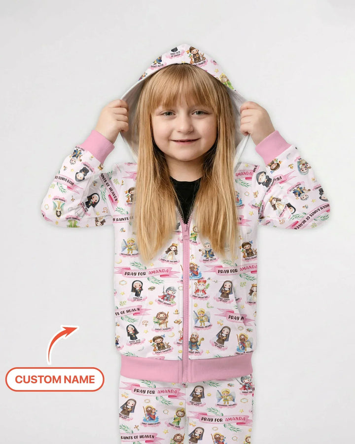Holy Saints of Heaven Custom Name Bamboo Zip Hoodie