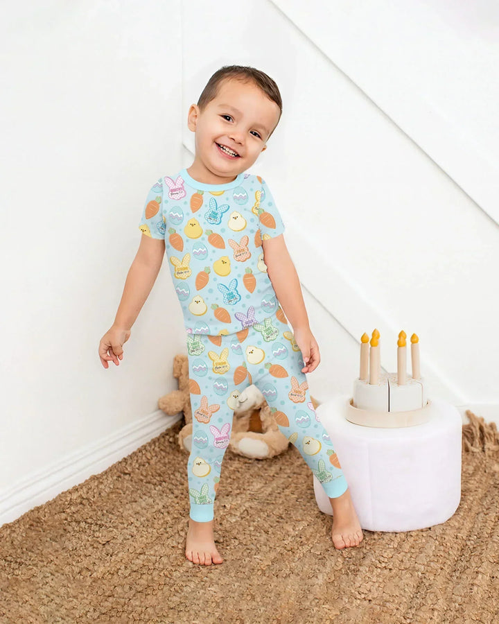 Easter Christian Bunny Bamboo Two Piece Short Sleeve Pajama Set