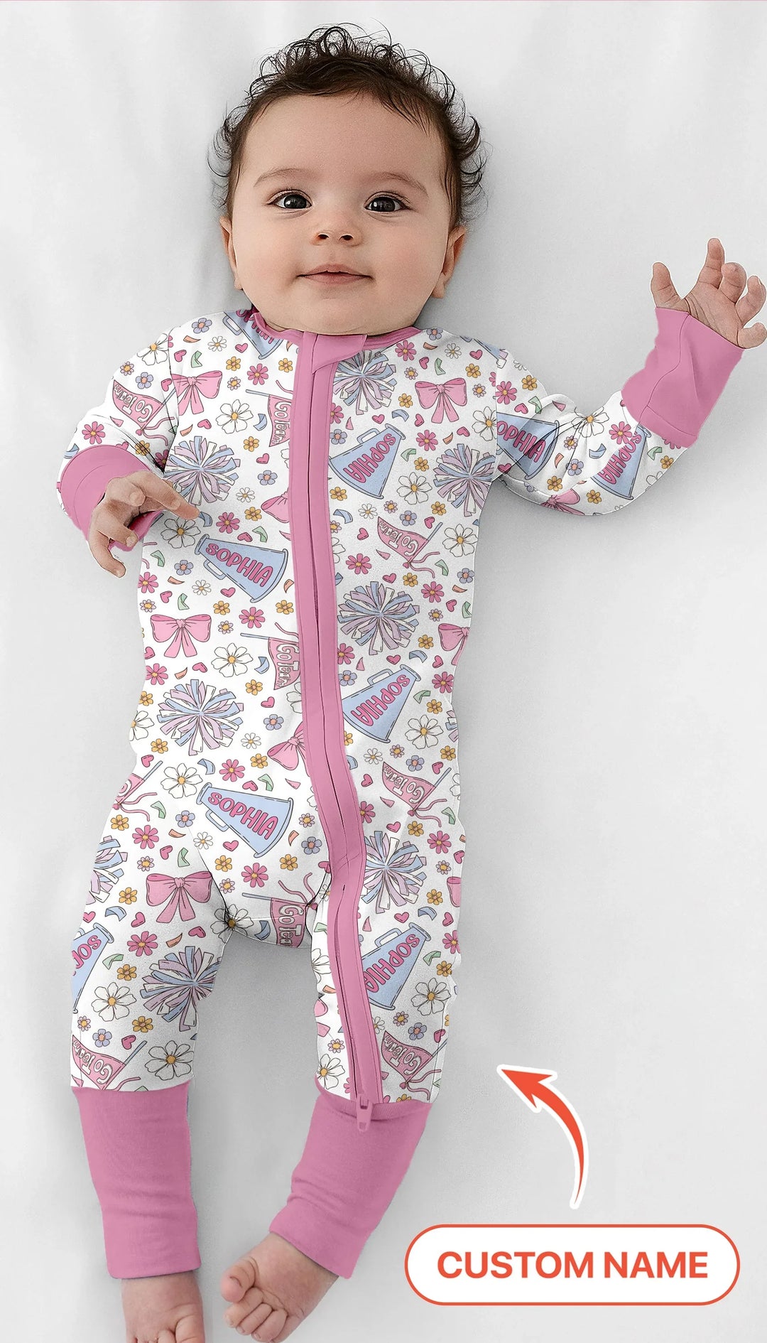 Custom Name Pastel Cheerleader Bamboo Convertible Zippy
