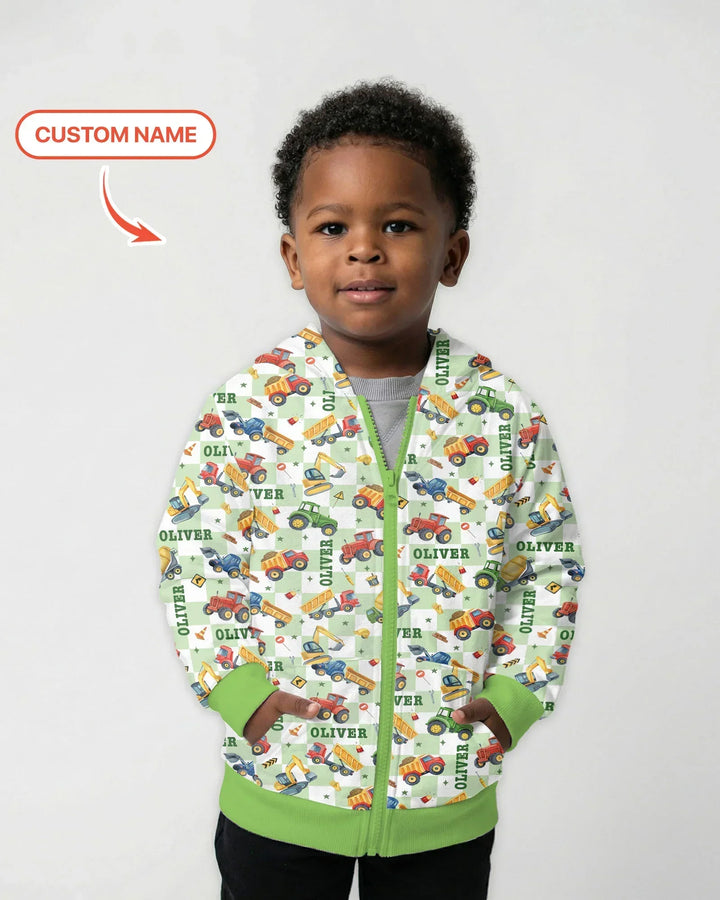 Under Construction Custom Name Bamboo Zip Hoodie