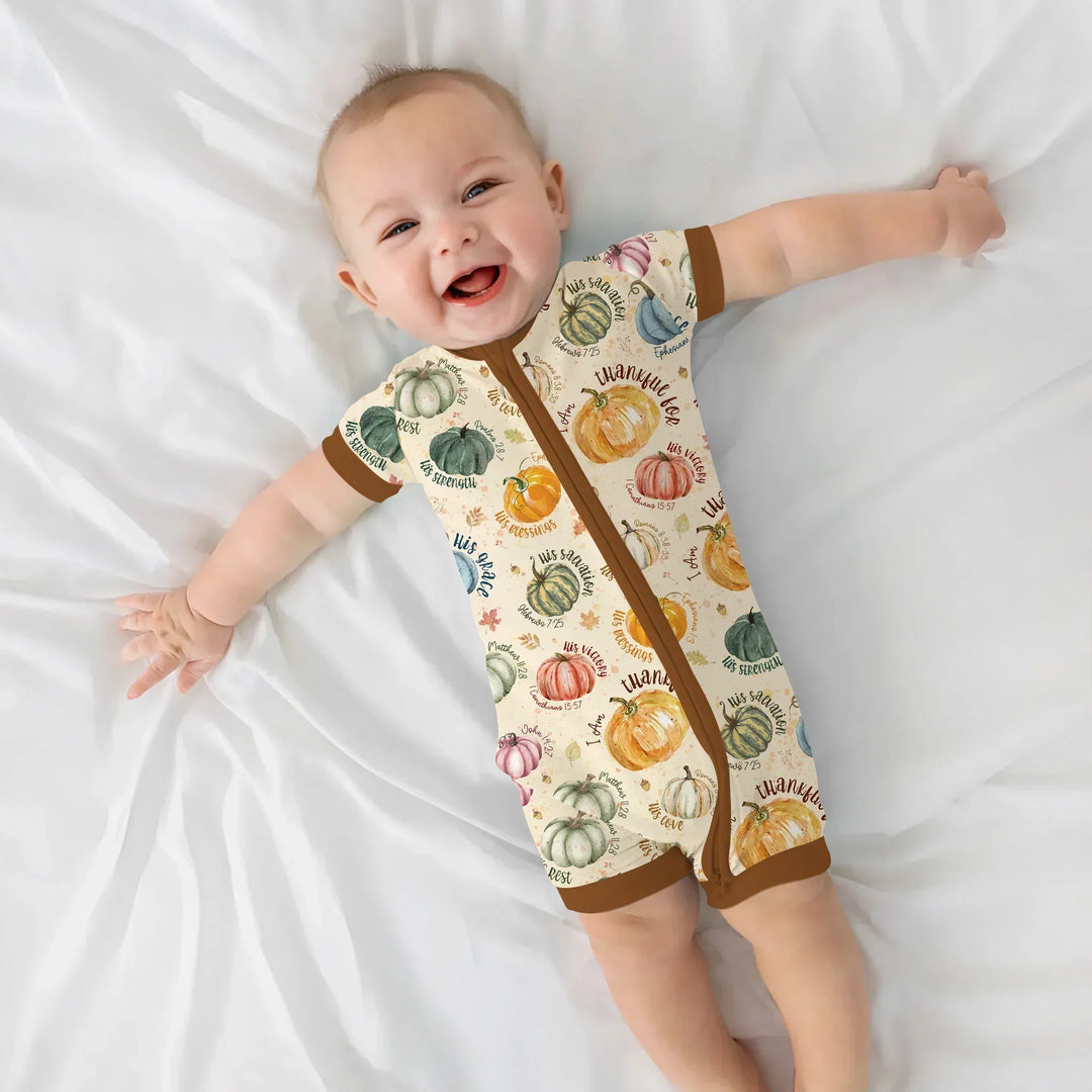 Christian Thanksgiving Shorty Zippy , Christian Thanksgiving Shorty Zippy - 0-3M / Chocolate Brown