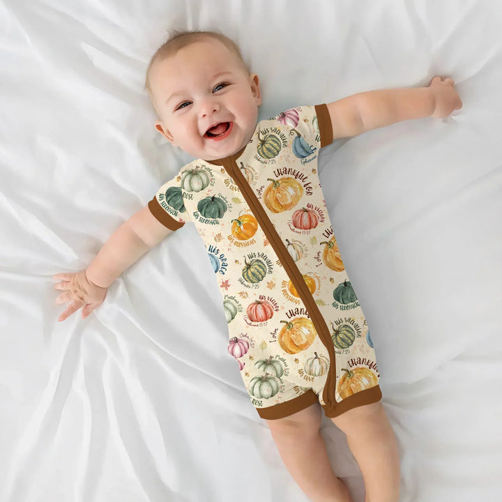 Christian Thanksgiving Shorty Zippy , Christian Thanksgiving Shorty Zippy - 0-3M / Chocolate Brown