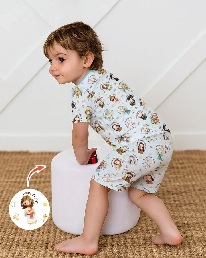 Little Saints Bamboo Two Piece Short Sleeve Shorts Pajama Set