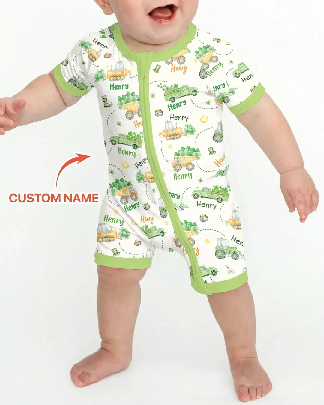 Construction St. Patrick's Day Custom Name Bamboo Shorty Zippy