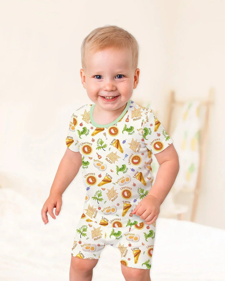 Happy Passover Family Matching Bamboo Two Piece Short Sleeve Shorts Pajama Set
