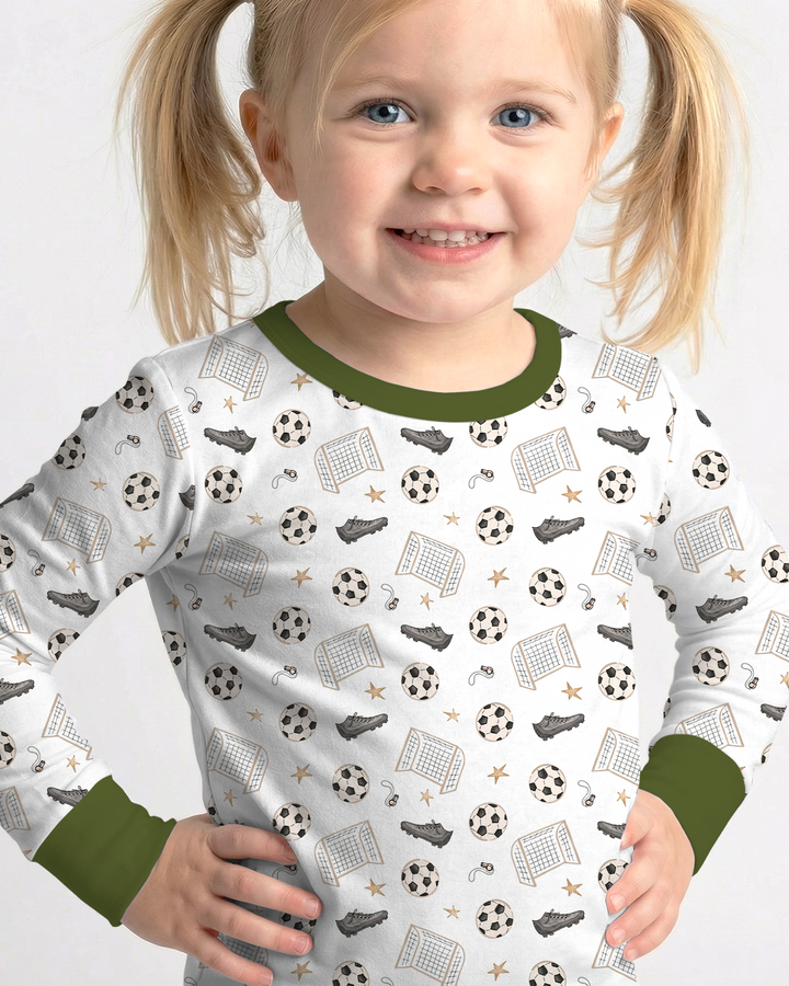Little Soccer Star Bamboo Two Piece Long Sleeve Pajama Set