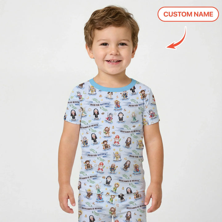 Holy Saints of Heaven Custom Name Bamboo Two Piece Short Sleeve Pajama Set