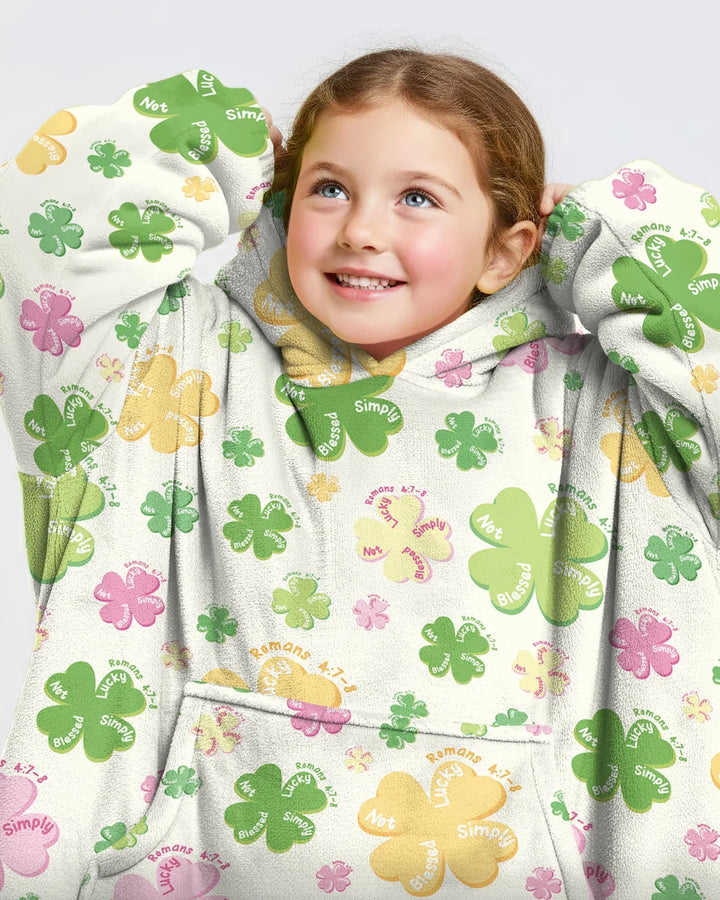 Shamrocks Print St. Patrick's Day Wearable Bamboo Blanket Hoodie