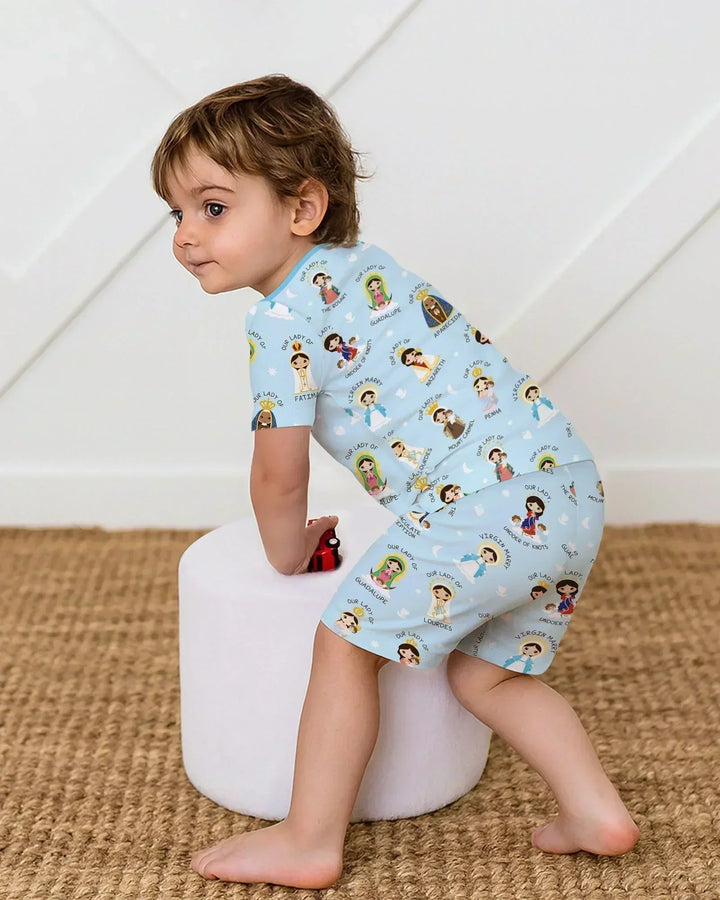 Little Marian Blessings Bamboo Two Piece Short Sleeve Shorts Pajama Set