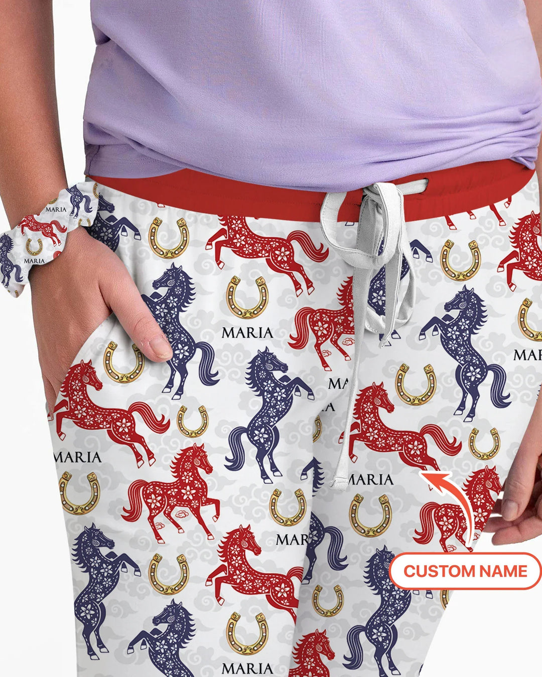 Custom Name Chinoiserie Horses Bamboo Women Pajama Set
