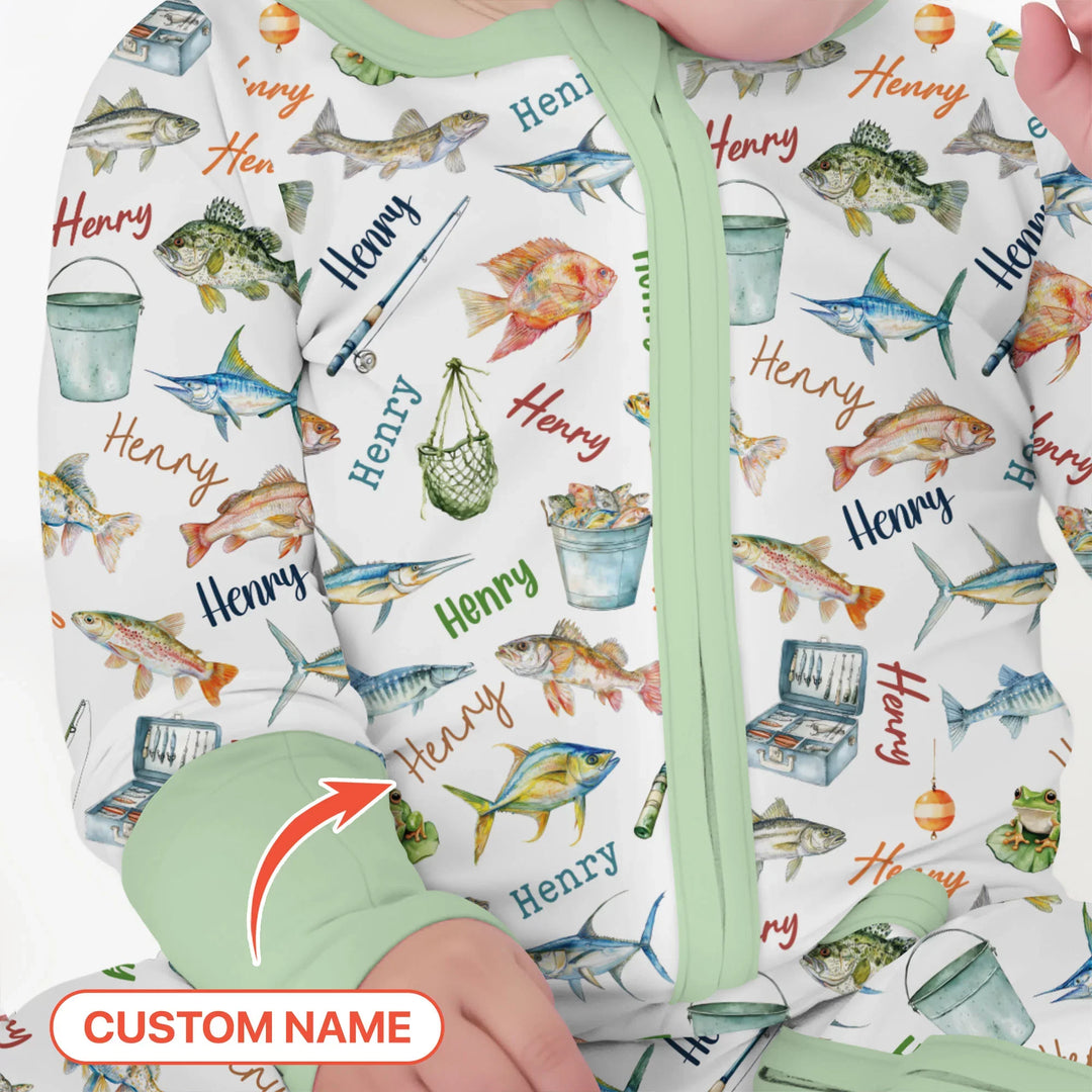 Happy Fishing Adventure Custom Name Bamboo Convertible Zippy