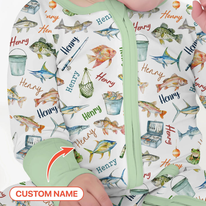 Happy Fishing Adventure Custom Name Bamboo Convertible Zippy