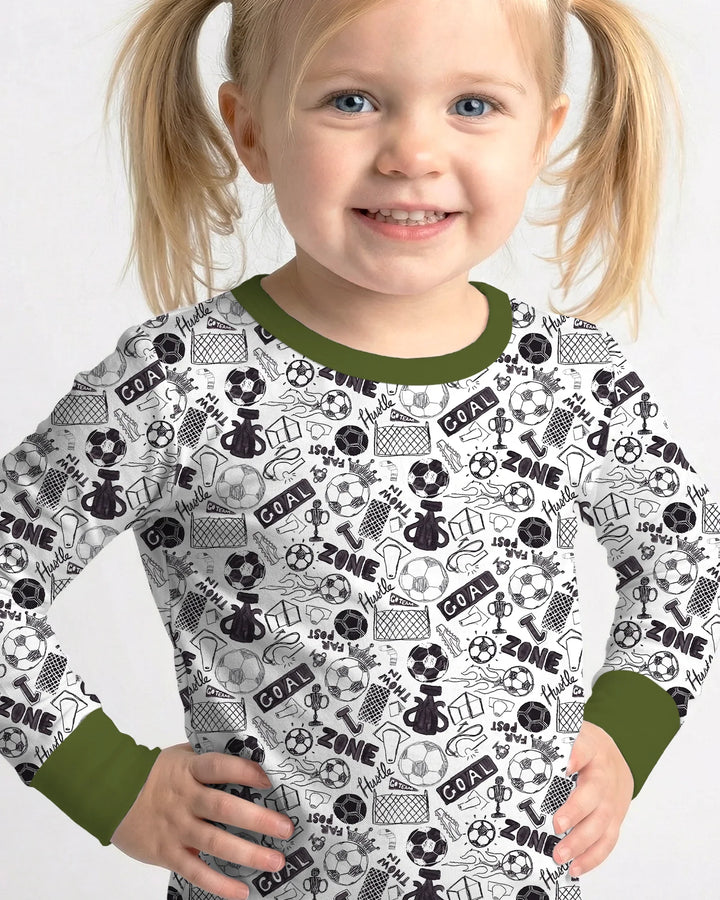 Soccer Doodle Bamboo Two Piece Long Sleeve Pajama Set
