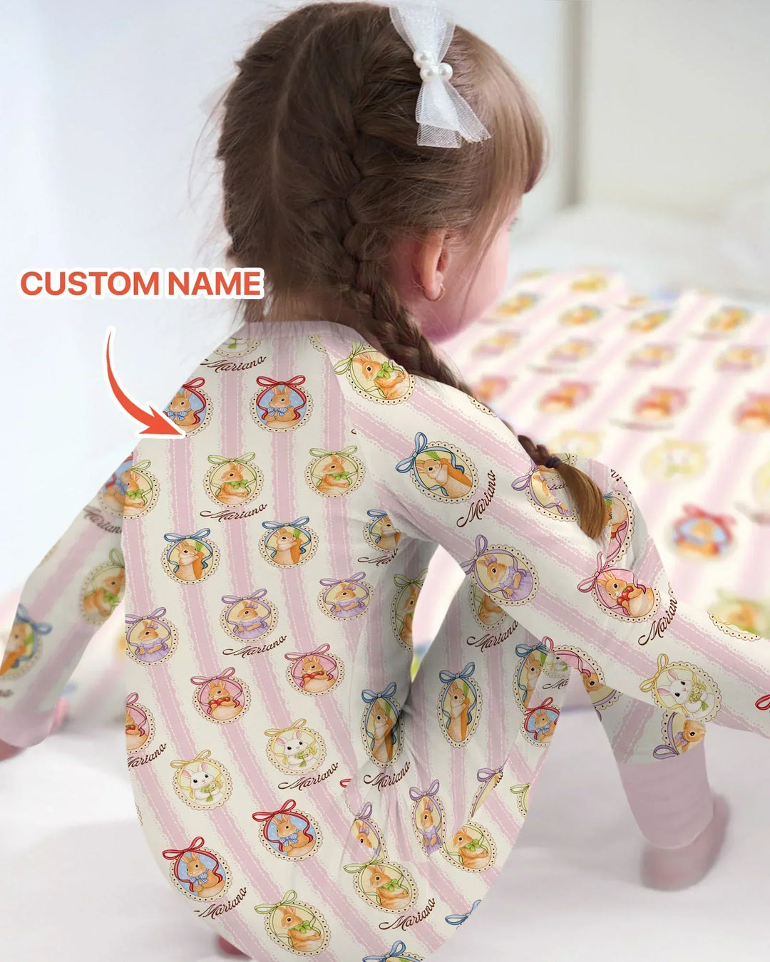 Custom Name Vintage Easter Bunny Bamboo Convertible Zippy