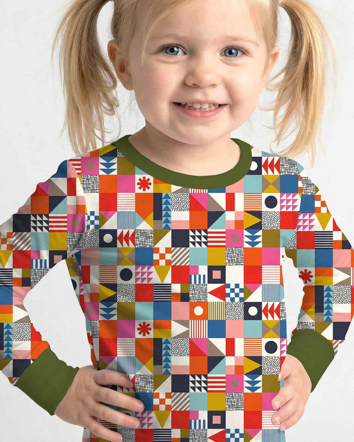Playful Shapes Bamboo Two Piece Long Sleeve Pajama Set