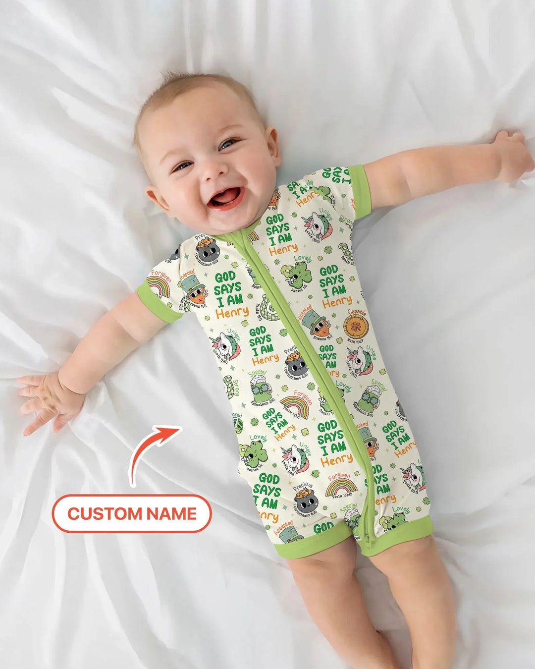 Personalized God Says I Am St. Patrick's Day Family Matching Bamboo Shorty Zippy