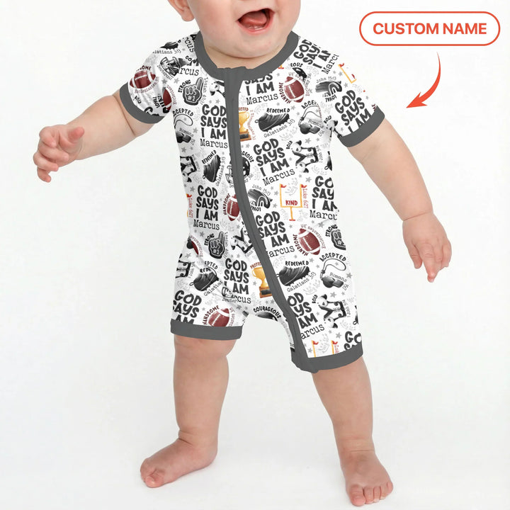 God Says I Am Touch Down Time Custom Name Bamboo Shorty Zippy