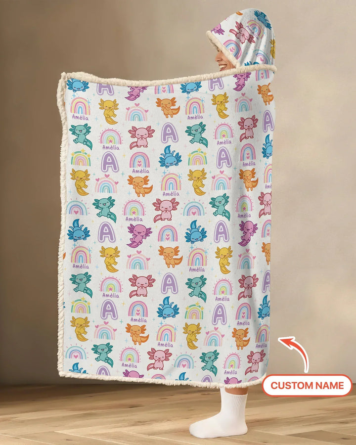Axololt Custom Name Bamboo Wearable Hooded Blanket