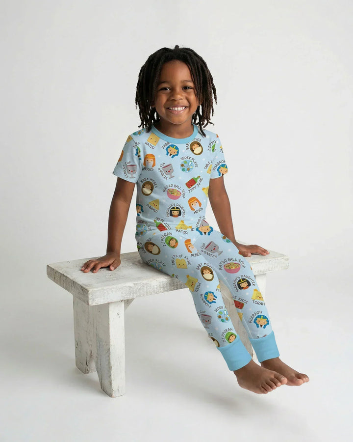 Cute Passover CharactersBamboo Two Piece Short Sleeve Pajama Set