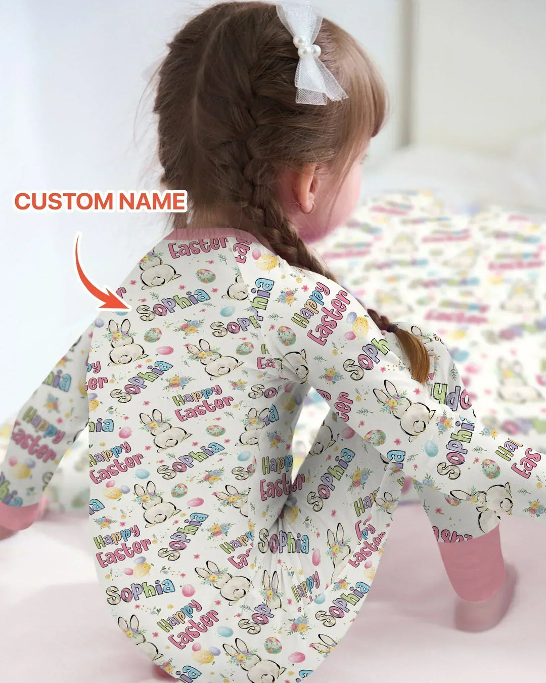 Personalized Happy Easter Bunny Bamboo Convertible Zippy