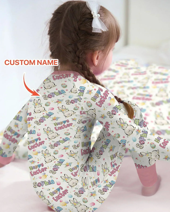 Personalized Happy Easter Bunny Bamboo Convertible Zippy